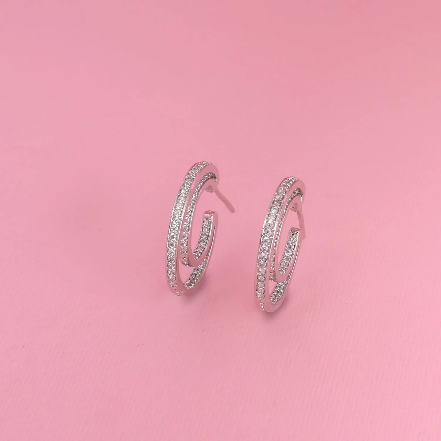 Simple Hoop CZ Earrings