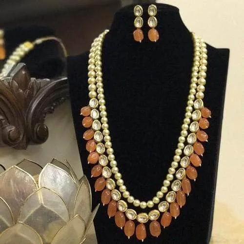 Simple Moti Kundan Line Set