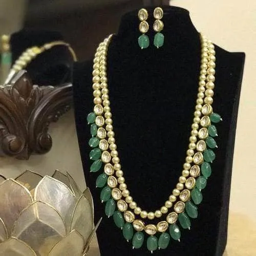 Simple Moti Kundan Line Set