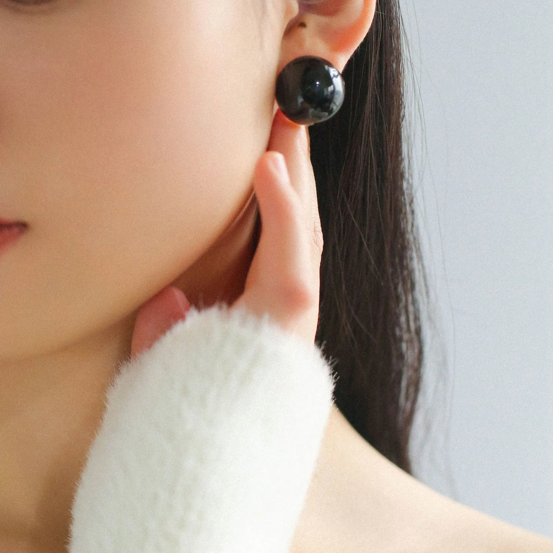 Simple Niche Semi-round Ball Enamel Glaze Stud Earrings