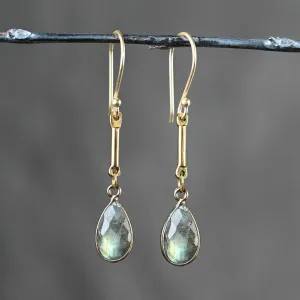 Simple Small Bar Earring- Labradorite