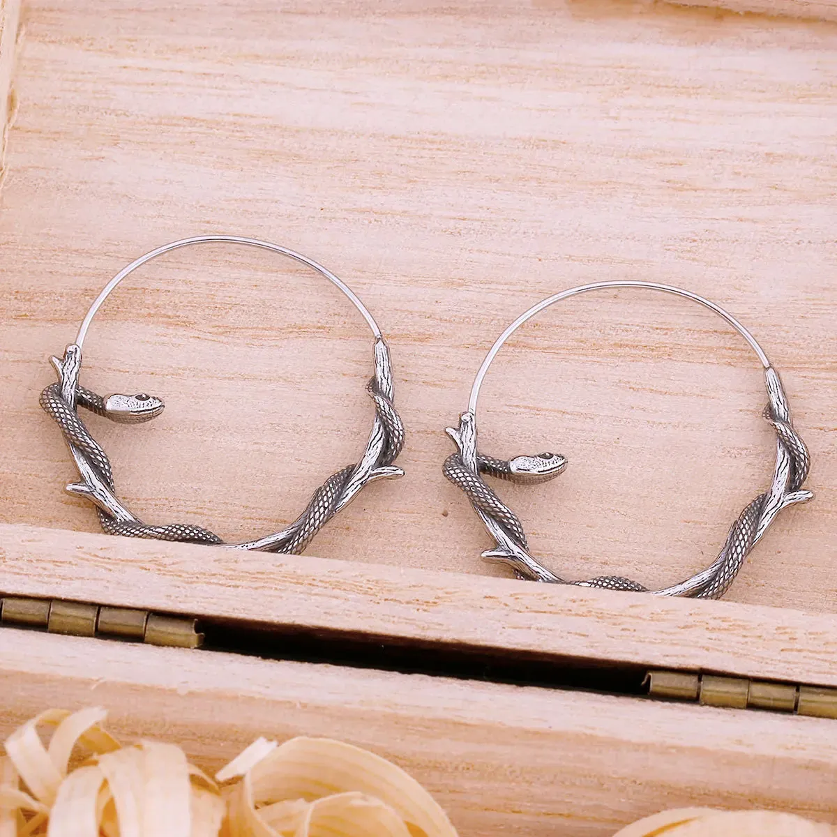 Simple Viking Gothic Animal Snake Hoop Earrings