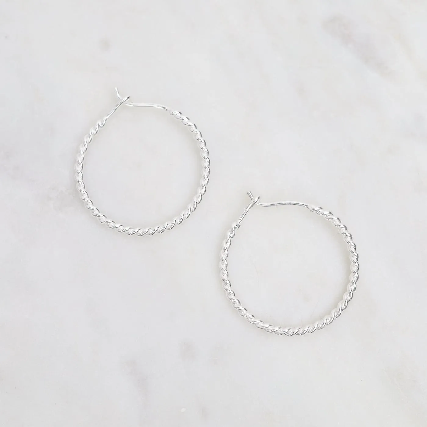 Small Wire Twist Hoop - Sterling Silver