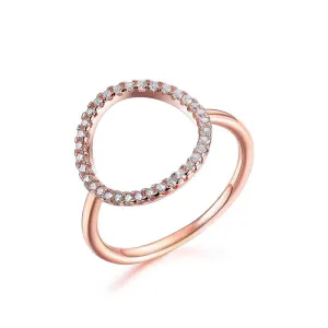 Sparkling Hoop Ring Pave Cubic Zirconia Diamond Rose Gold And White Gold Plated Fashion Circle Rings Jewelry