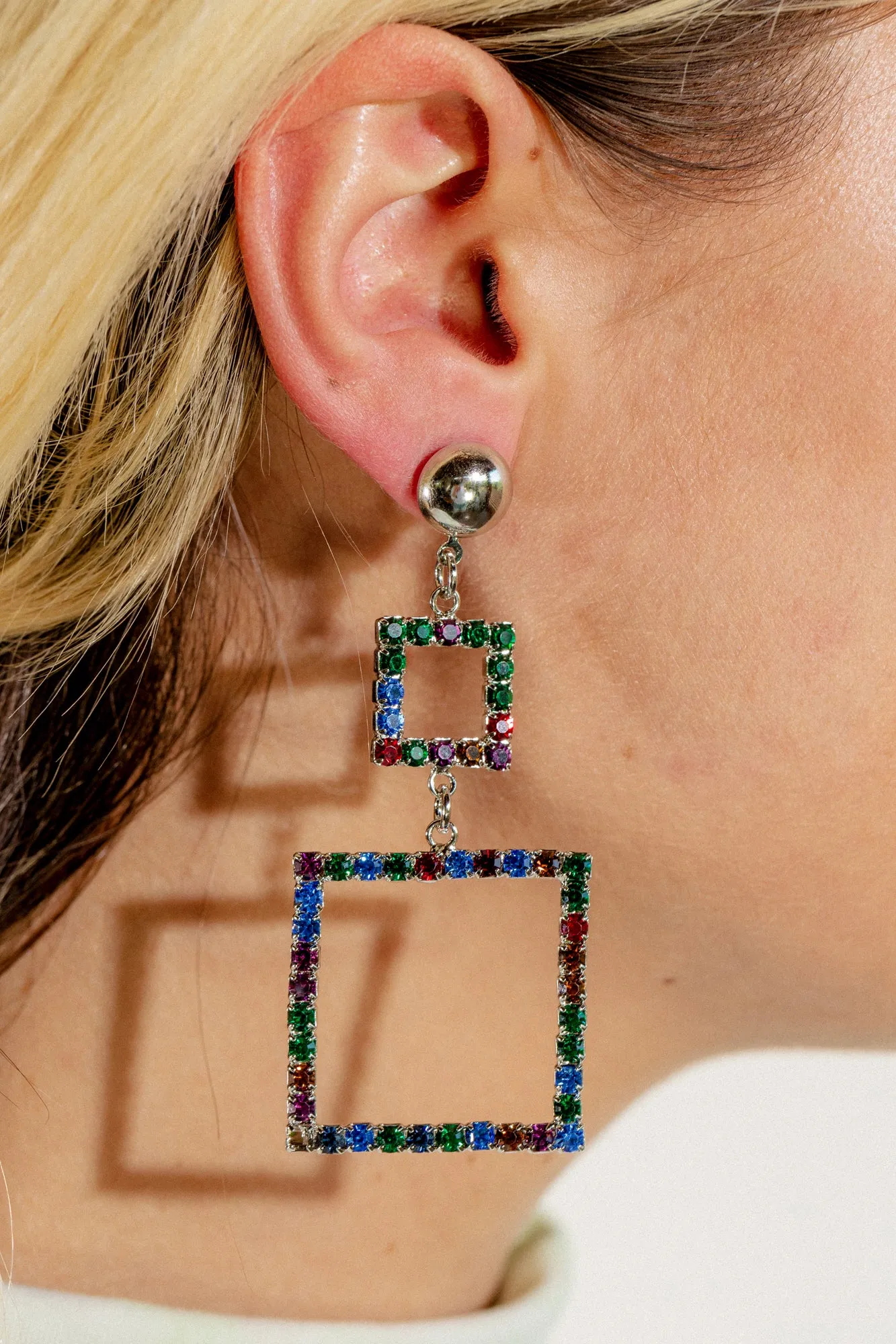 Squared Crystal Earrings