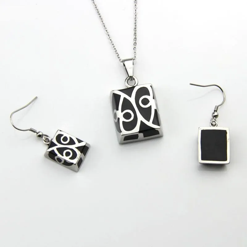 Stainless Steel Jewelry Square Shape Eye Pattern Enamel Jewelry Set for Women