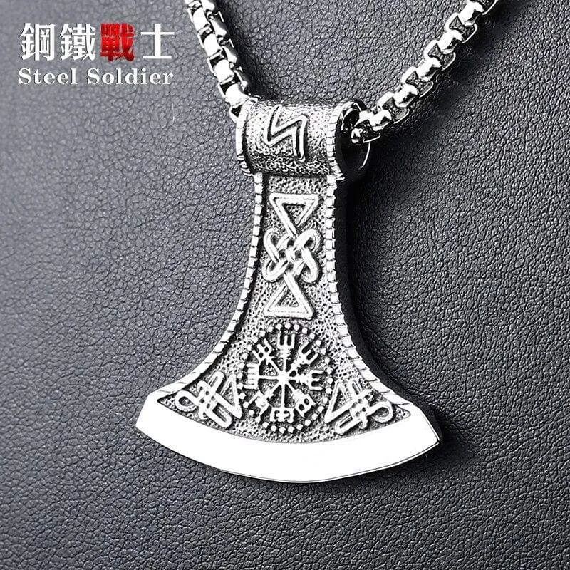 Steel soldier fashion hot sale  Norse viking pendant necklace stainless steel jewelry