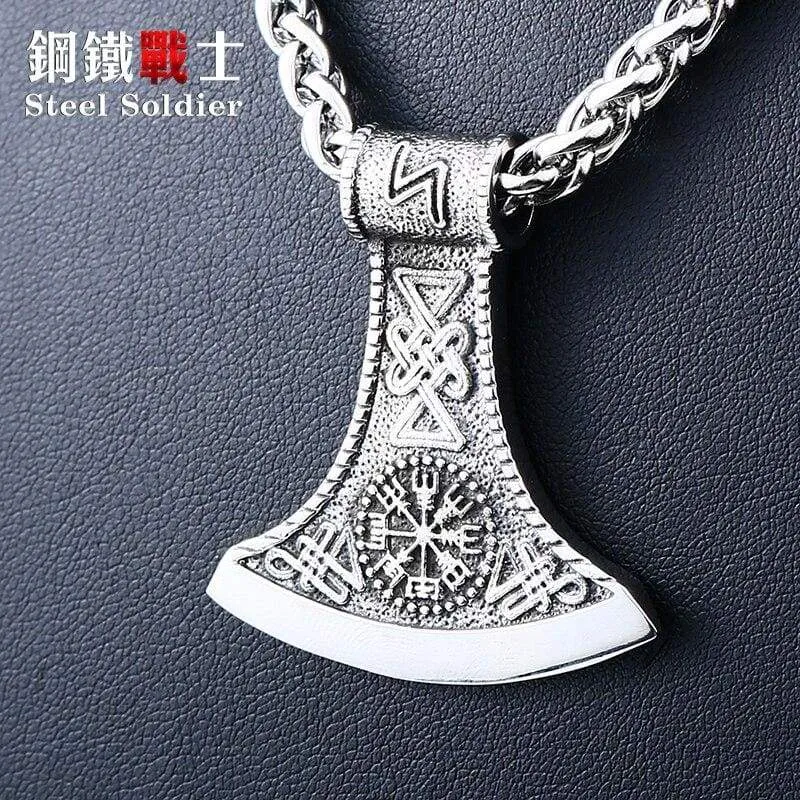 Steel soldier fashion hot sale  Norse viking pendant necklace stainless steel jewelry