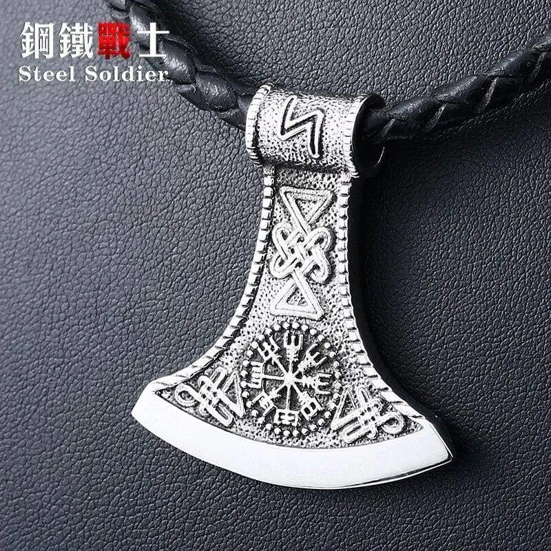 Steel soldier fashion hot sale  Norse viking pendant necklace stainless steel jewelry