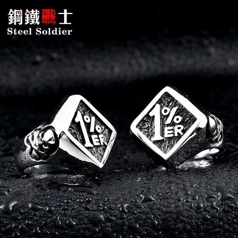 Steel soldier men biker Stainless Steel ring personality new design 1% Ring Motorcycle Ring Jewelry