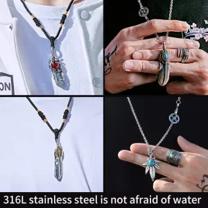 Steel soldier new arrival punk feather blue man pendant necklace stainless steel fashion jewelry