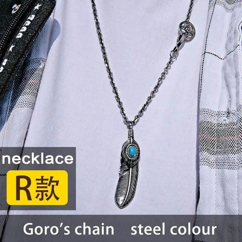 Steel soldier new arrival punk feather blue man pendant necklace stainless steel fashion jewelry