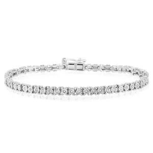 Sterling Silver 1/4 Carat Diamond Tennis Bracelet with Length 19cm