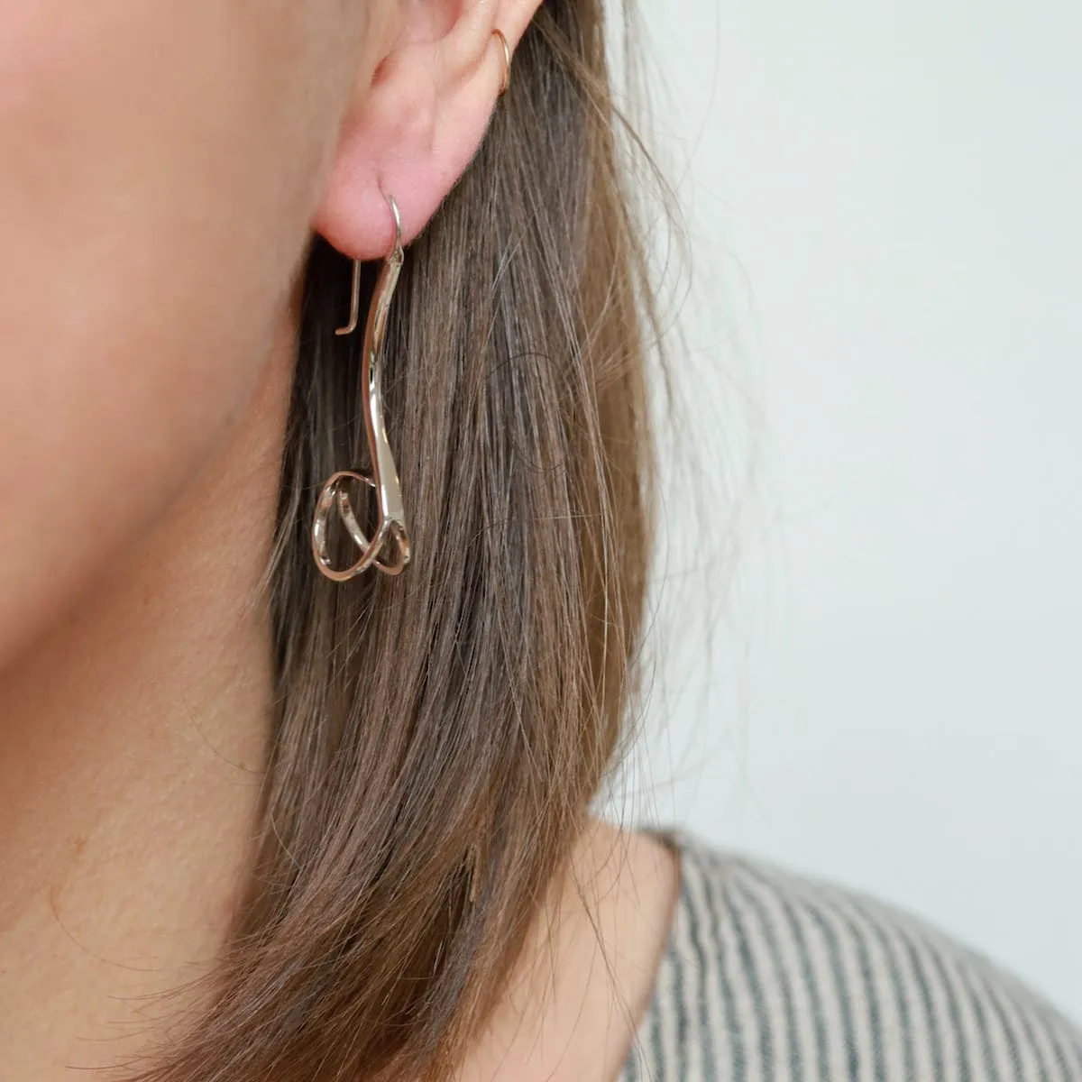 Sterling Silver Long Curl Drop Earring