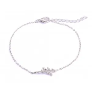 Sterling Silver Rhodium Plated Leaves Bracelet ERLB007