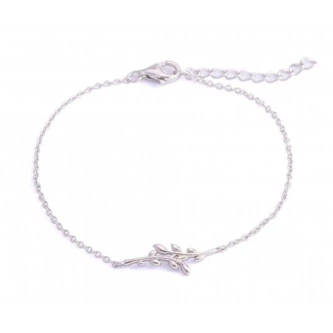 Sterling Silver Rhodium Plated Leaves Bracelet ERLB007