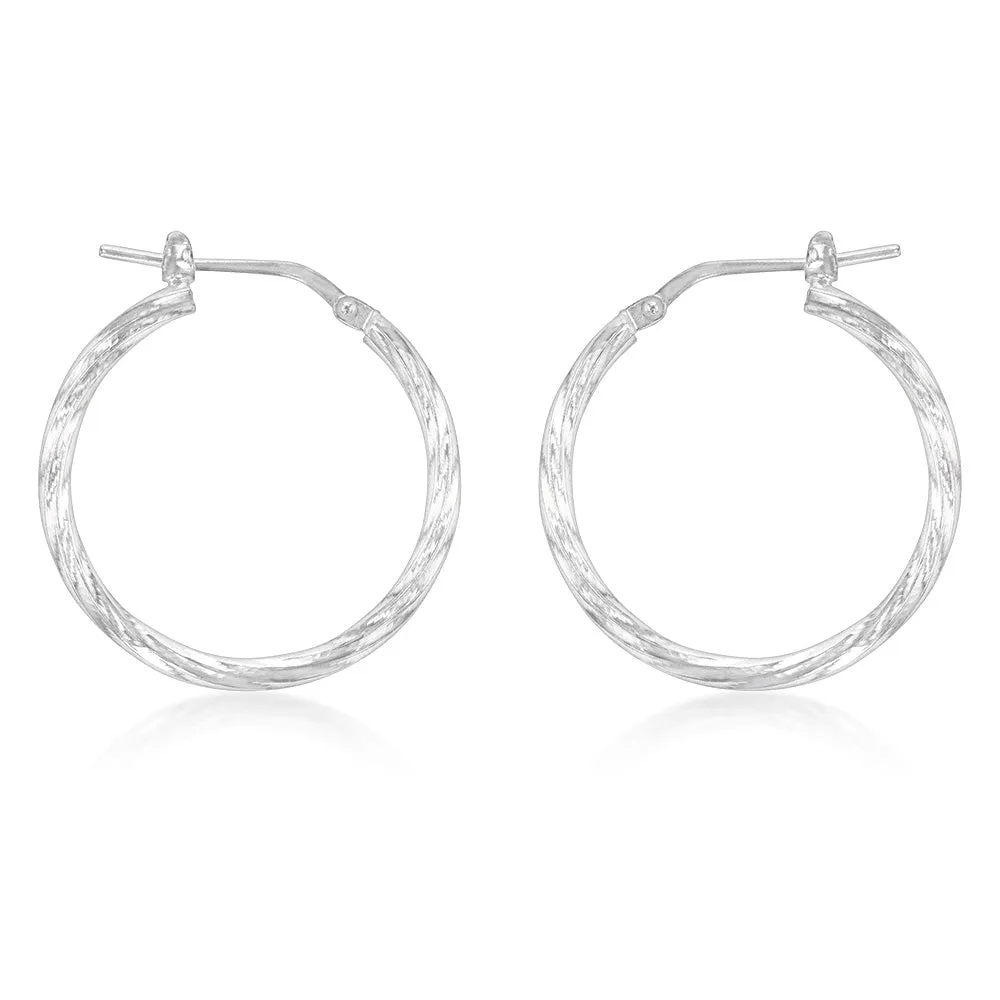 Sterling Silver Twisted 20mm Hoop Earrings