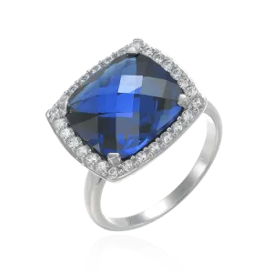 Stunning Cushion Set Blue Sapphire Cocktail Ring