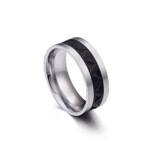 Stylish Two-Tone Titanium Steel Rings for Men - Classic Embossed Electroplated Finger Rings Wholesale