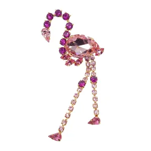 Swarovski Crystals Pink Flamingo Lapel Brooch