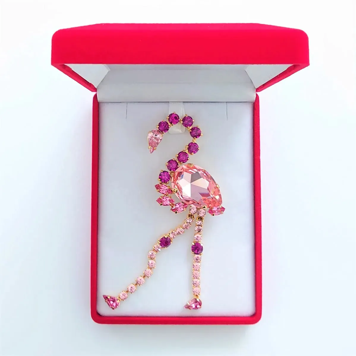 Swarovski Crystals Pink Flamingo Lapel Brooch