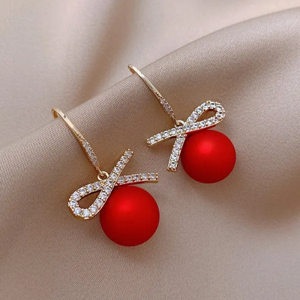 Sweet Jewelry Rose Stud Earrings For Women in Red Color