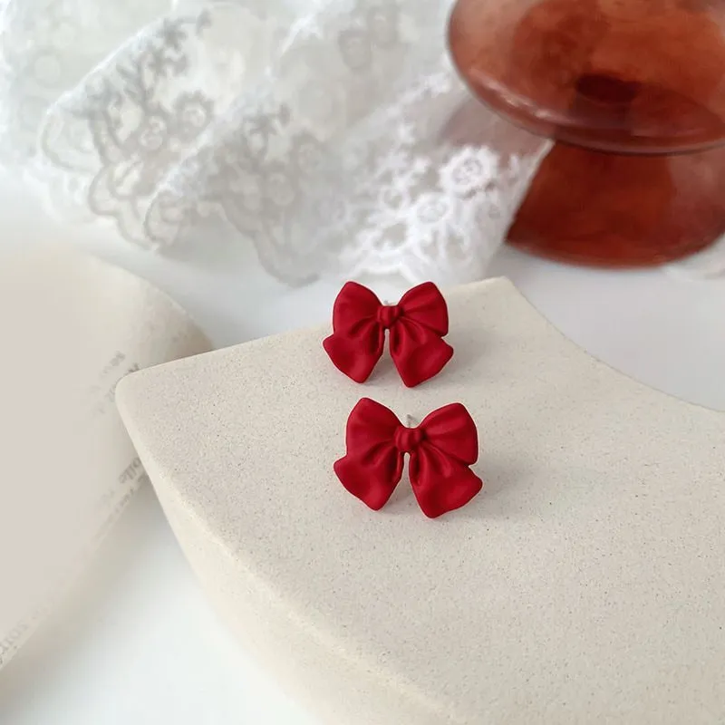 Sweet Jewelry Rose Stud Earrings For Women in Red Color