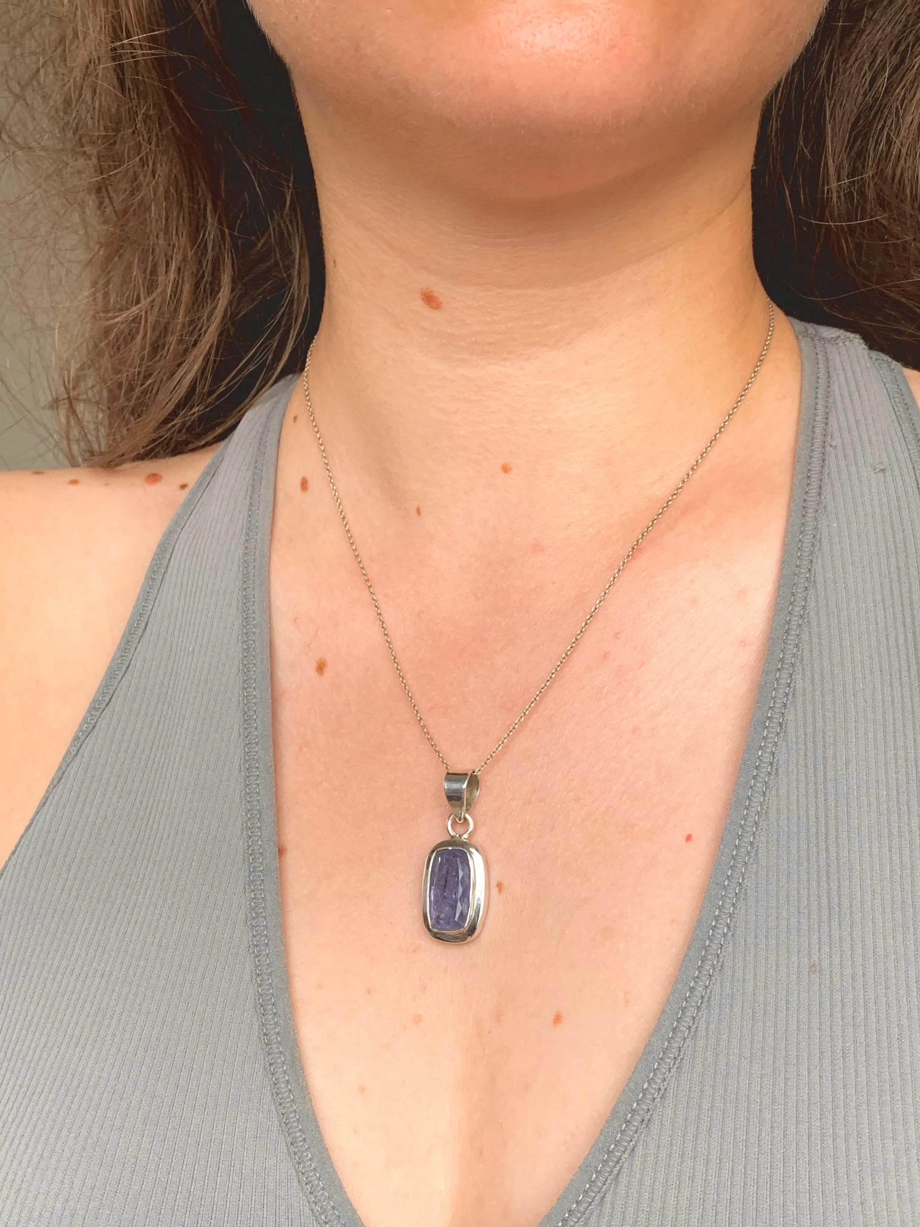 Tanzanite Ansley Pendant - Long Rectangle