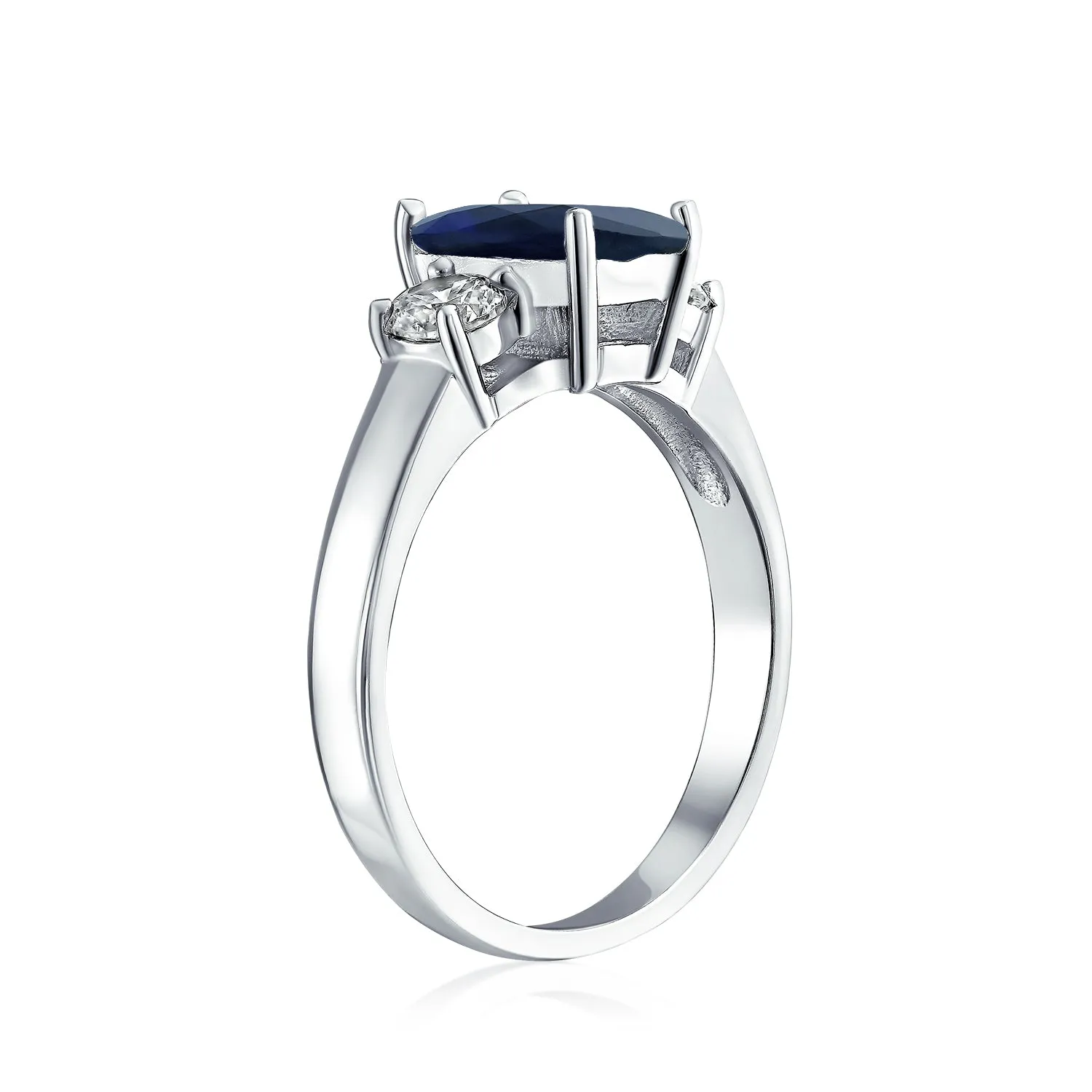 Timeless 2CT Emerald Cut Three Stone Engagement Ring in Sterling Silver