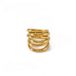 Trendy  Curlicue Cord Gold Ring JLTR0453