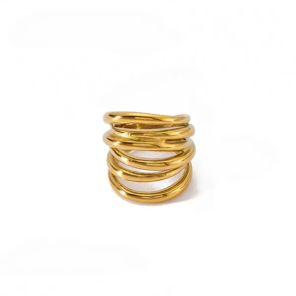 Trendy  Curlicue Cord Gold Ring JLTR0453