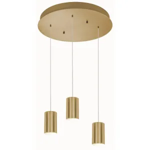 Tyke 18 in. 3 Lights Pendant Light satin brass Finish