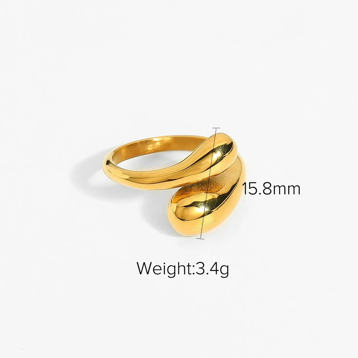 VAIGE 18K Gold Plated Adjustable Chunky Stainless Steel Cross Open Rings - Trendy Fashion Jewelry for Everyone