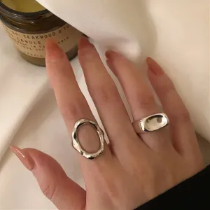 VAIGE Elegant Gold Plated Oval Shell Rings - Minimalist Vintage Style for Weddings, Parties, and Gifts