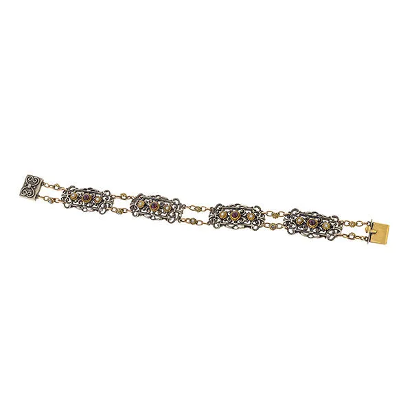 Victorian Garnet & Pearl Bracelet, Silver & Gold