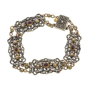 Victorian Garnet & Pearl Bracelet, Silver & Gold