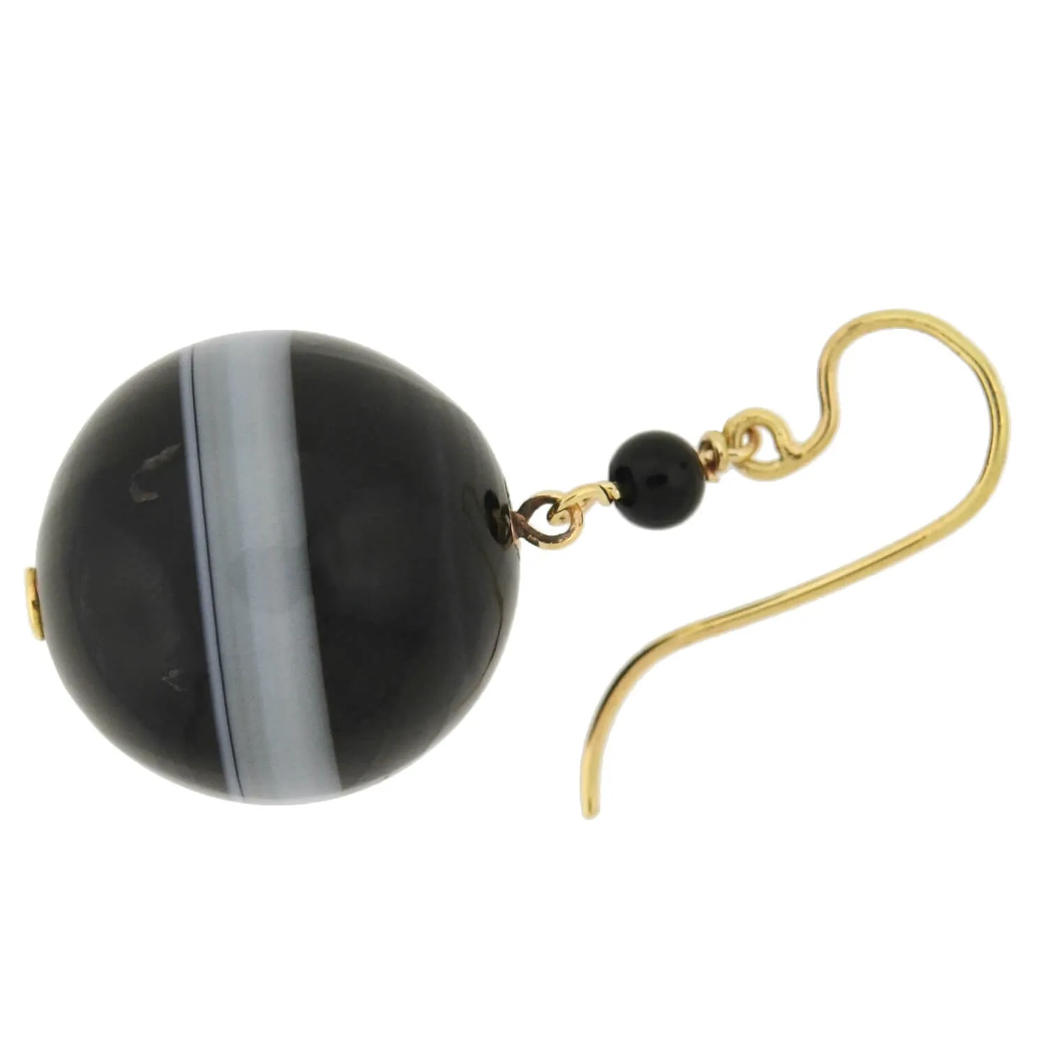 Victorian Large 10kt Graduating Banded Agate Earrings