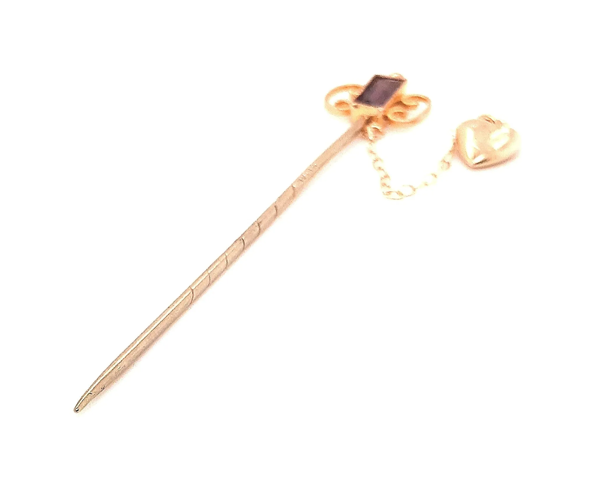 Vintage 9ct Yellow Gold Glass Pin