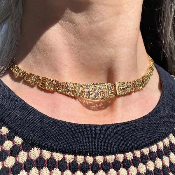 Vintage Diamond Brutalist Necklace