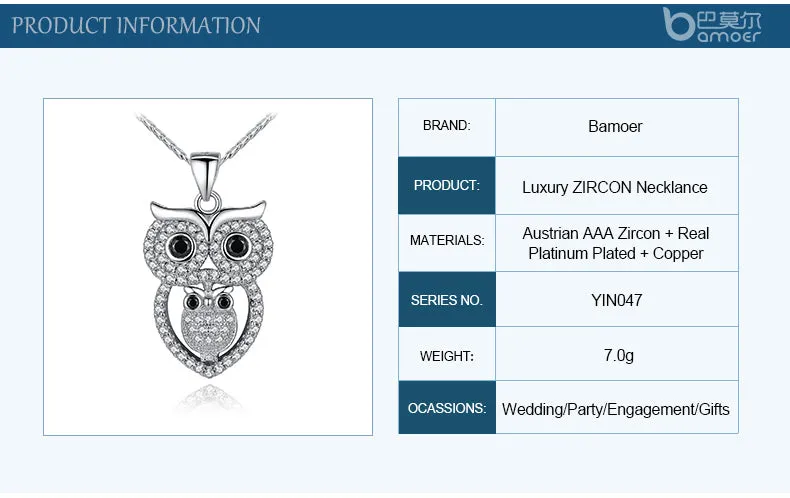 Vintage Owl with AAA Austrian Zircon Pendant Necklace