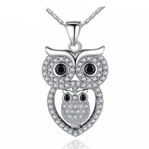 Vintage Owl with AAA Austrian Zircon Pendant Necklace