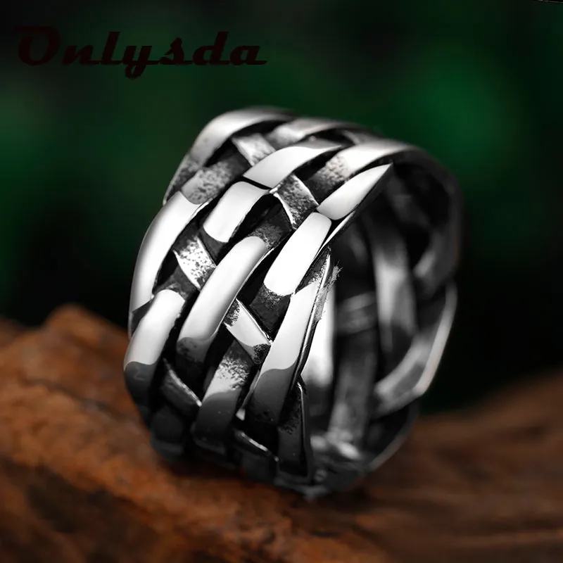 Vintage Weave Stainless Steel Rings