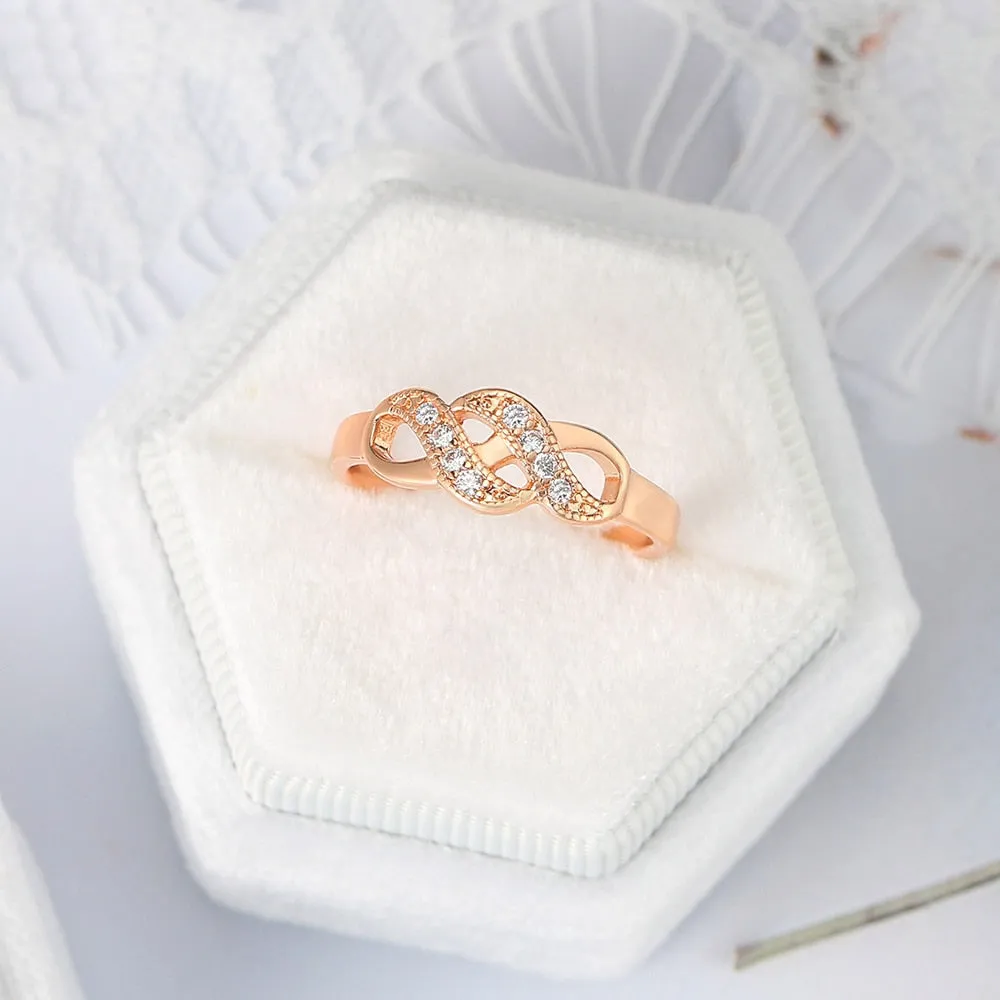 Wave Shape Rose Gold Color Wedding Finger Ring For Women