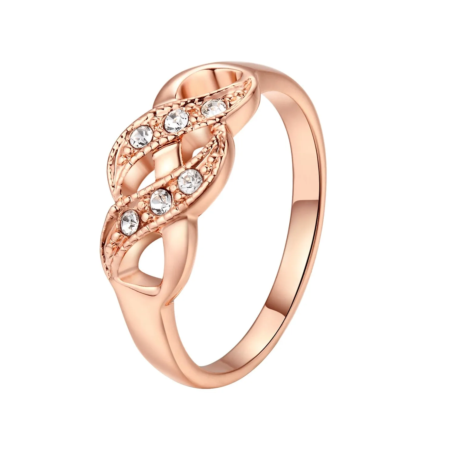 Wave Shape Rose Gold Color Wedding Finger Ring For Women