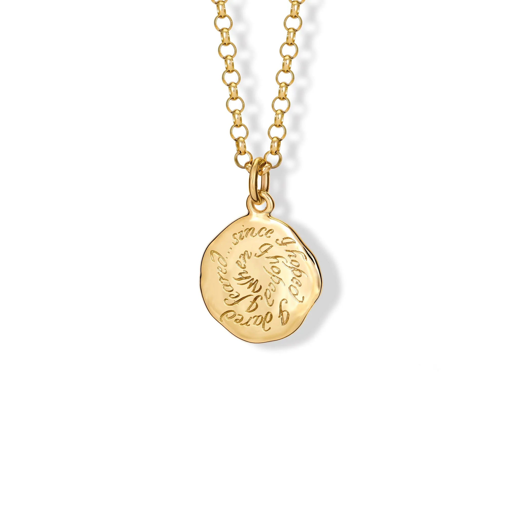 When I Hoped I Feared Quote Pendant Yellow Gold