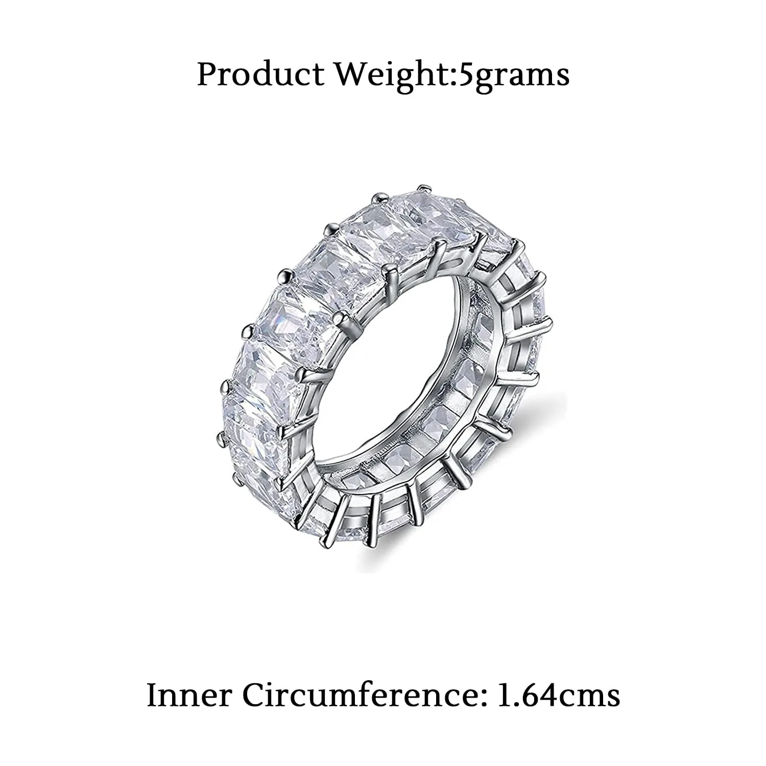 Yellow Chimes Rings for Women White Crystal Rings Silver Plated Eternity Crystal Band Rings for Women and Girls.