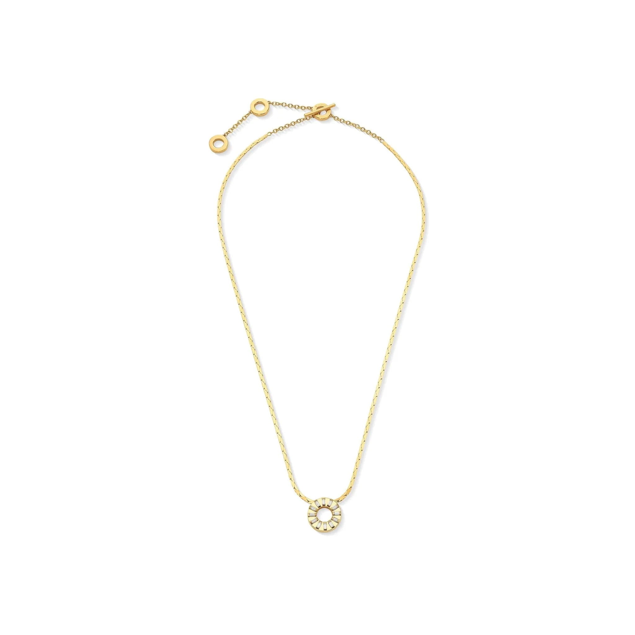 Yellow Gold Adjustable Length Sole Pendant Necklace with White Diamonds