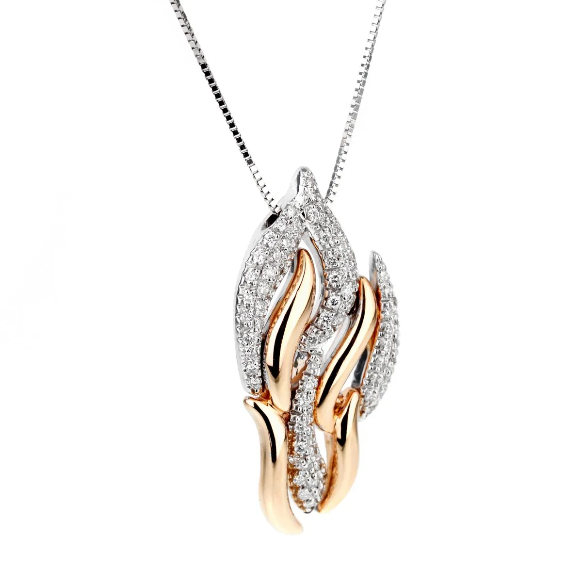 Yukiko Diamond Flame White & Rose Gold Necklace